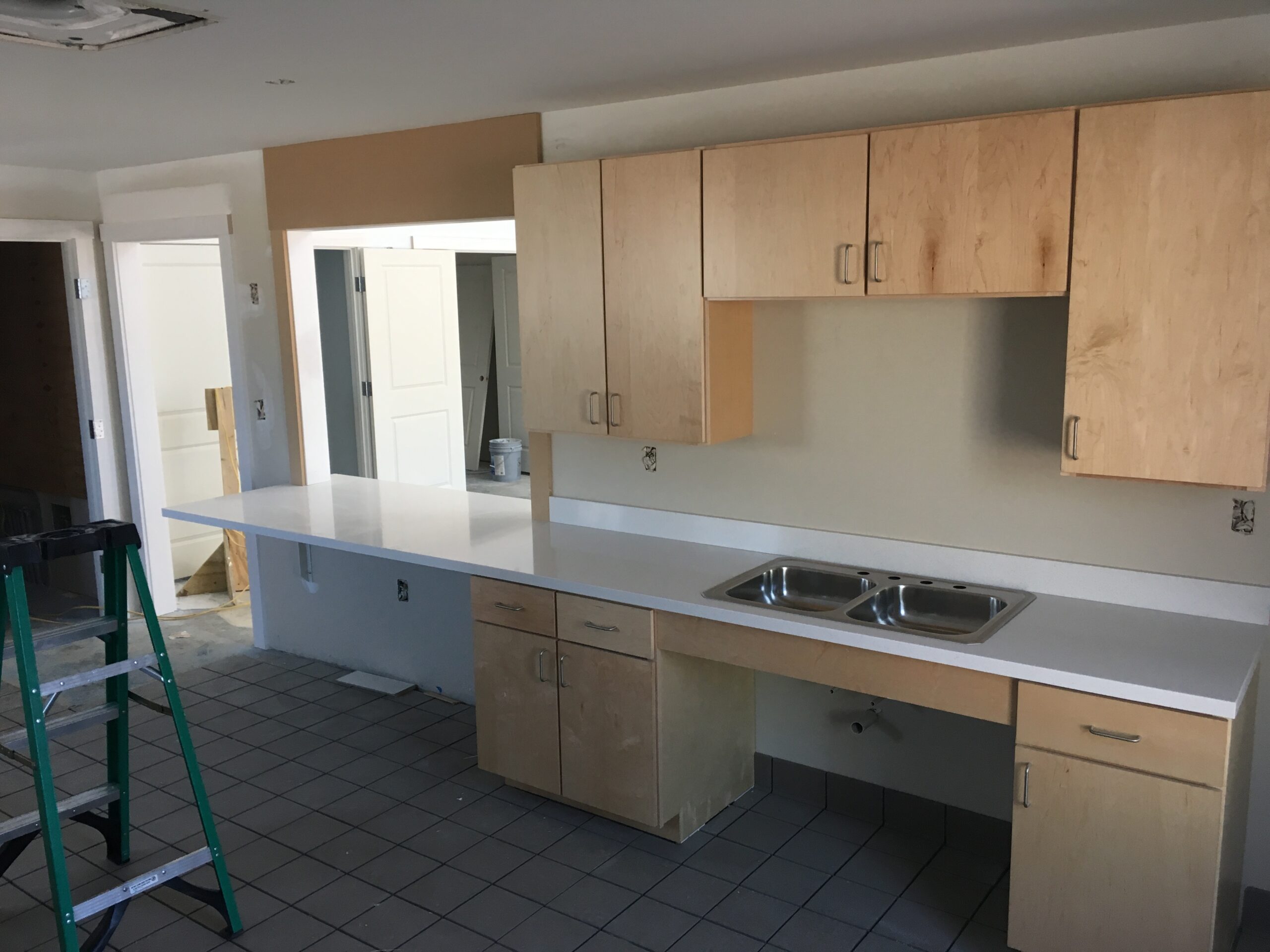 Community building kitchen during construction